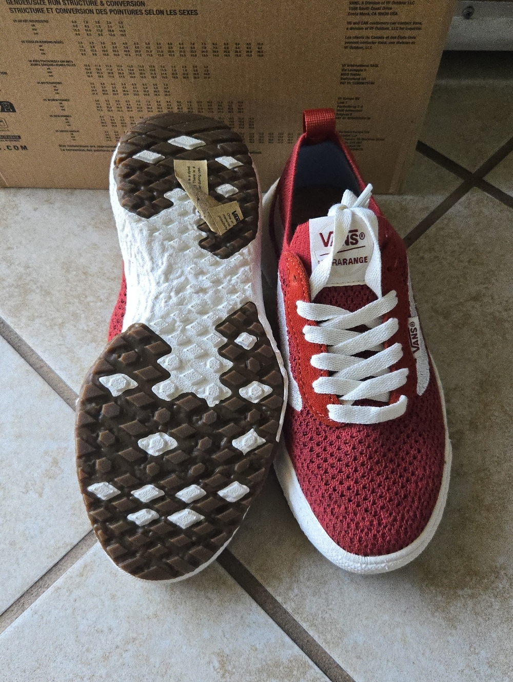 Vans Ultrarange Vr3 Knitted Women Size 5 Red And White Lightweight 042026 - Picture 5 of 8